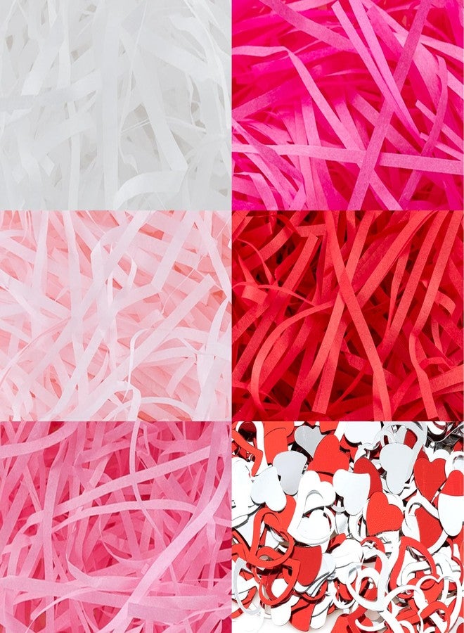 CIPOWM 10.6oz Valentine's Day Grass Shredded Paper Filler Raffia Paper with Heart Confetti Cut Tissue Paper for Easter Gift Wrapping Basket Box Filling Party Supply - Image 1